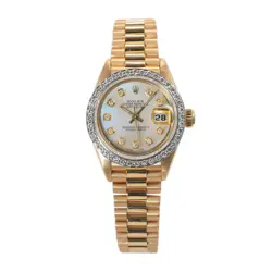 1994 ROLEX LADY DATEJUST 26MM 69178 DIAMOND MOP DIAL PRESIDENT YELLOW GOLD WATCH