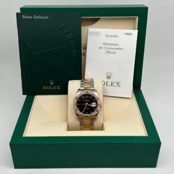 ROLEX DATEJUST 116261 TURN-O-GRAPH STEEL 18K ROSE GOLD STEEL BLACK DIAL WATCH