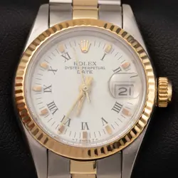ROLEX DATEJUST 26MM 69173 WHITE ROMAN DIAL TWO-TONE OYSTER WATCH