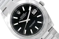 ROLEX DATEJUST 41 STAINLESS STEEL WATCH 126300 BLACK DIAL