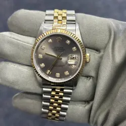 ROLEX DATEJUST 36MM 16233 TWO TONE AM SILVER DIAMOND DIAL