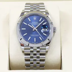 2025 NEW ROLEX DATEJUST 126234 36MM BLUE DIAL FLUTED JUBILEE BOX PAPERS