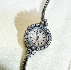 Vintage 18K White Gold and Diamond Bezel Ladies Rolex Watch