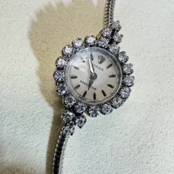 Vintage 18K White Gold and Diamond Bezel Ladies Rolex Watch