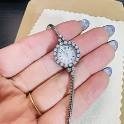 Vintage 18K White Gold and Diamond Bezel Ladies Rolex Watch