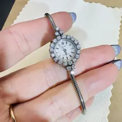 Vintage 18K White Gold and Diamond Bezel Ladies Rolex Watch