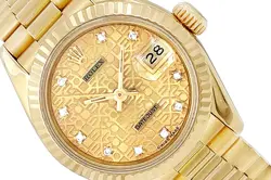 26MM ROLEX 18K YELLOW GOLD PRESIDENT LADY DATEJUST WATCH 69178 WITH PAPERS
