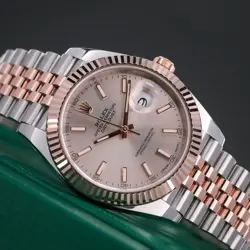 ROLEX DATEJUST 41MM SUNBURT DIAL ROSE GOLD FLUTED BEZEL JUBILEE BRACELET 126331