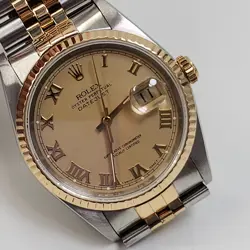 ROLEX DATEJUST 36 MM STEEL 18K YELLOW GOLD JUBILEE WATCH 16233 E SERIES 1990