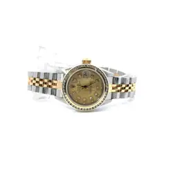 ROLEX 1987 DATEJUST 18K GOLD STAINLESS DIAMOND BEZEL & DIAL LADIES WATCH 69173