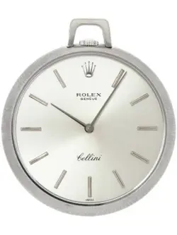 ROLEX 1970 CELLINI OPEN FACE POCKET MANUAL WINDING WATCH WHITE GOLD 35MM USED