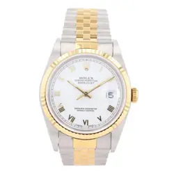 ROLEX DATEJUST 36MM WHITE DIAL 18K YELLOW GOLD AND STAINLESS STEEL MEN'S WATCH
