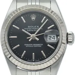 ROLEX DATEJUST LADIES WATCH 79174(A) K18WG/STAINLESS STEEL WOMENWATCH BLACK USED