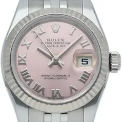 ROLEX DATEJUST 26 LADIES WATCH LIGHT PINK 179174 K18WG/STAINLESS STEEL WOMEN...