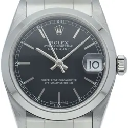 ROLEX DATEJUST BOY'S WATCH 78240(K) STAINLESS STEEL UNISEXWATCH BLACK USED