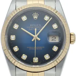 ROLEX DATEJUST MEN'S WATCH 10P DIAMOND BLUE GRADATION OVERHAULED 16233G(K) K...