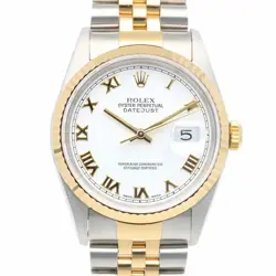 ROLEX DATEJUST 16233 WHITE DIAL 36MM OYSTER PERPETUAL AUTOMATIC MEN'S WATCH