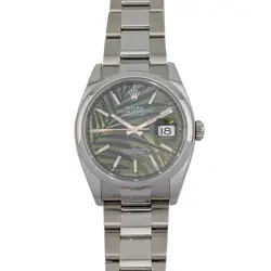 ROLEX 126200 DATEJUST GREEN PALM DIAL 36MM 2023 BOX & PAPERS