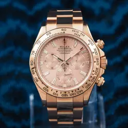 ROLEX DAYTONA 116505 SALMON BAGUETTE DIAL ROSE GOLD  2020  FULL SET MINUS 1 LINK