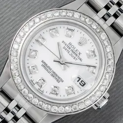 ROLEX LADIES DATEJUST QS WATCH STAINLESS STEEL WHITE DIAMOND DIAL, DIAMOND BEZEL