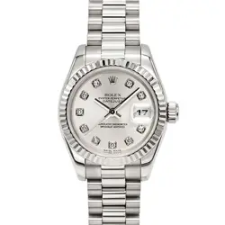 ROLEX DATEJUST 10P DIAMOND SILVER DIAL 179179G TO215915