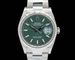 ROLEX 126234 DATEJUST 36 SS FLUTED GREEN DIAL UNWORN 2025