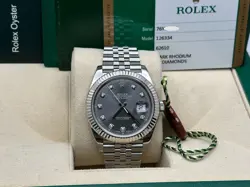 ROLEX DATEUST 41 126334 RHODIUM DIAMOND DIAL STAINLESS STEEL BOX PAPER