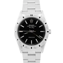 ROLEX AIR-KING PRECISION BLACK STAINLESS STEEL OYSTER AUTOMATIC 34MM WATCH 14000