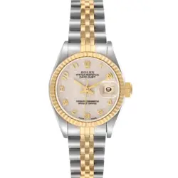 ROLEX DATEJUST STEEL YELLOW GOLD IVORY ANNIVERSARY LADIES WATCH 69173