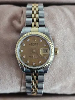 ROLEX WATCH 69173 DATEJUST 26MM  DIAMOND DOT  18KT 18CT GOLD AUTHENTIC BOX USED