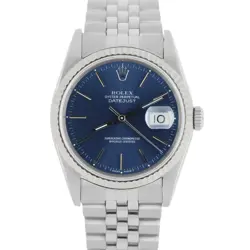 ROLEX DATEJUST STAINLESS STEEL BLUE 36MM JUBILEE FLUTED 16234 WATCH