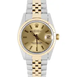 ROLEX DATEJUST PAPERS MIDSIZE TWO-TONE 18K GOLD CHAMPAGNE 31MM 68273 WATCH BOX