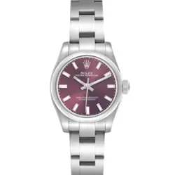 ROLEX OYSTER PERPETUAL 26 RED GRAPE DIAL STEEL LADIES WATCH 176200