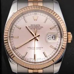 ROLEX DATEJUST 36MM 116231 PINK INDEX DIAL JUBILEE STEEL & ROSE GOLD WATCH PAPER