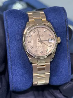 ROLEX DATEJUST 31MM 18K ROSE GOLD OYSTER 178245 FACTORY MOP DIAMOND DIAL WATCH