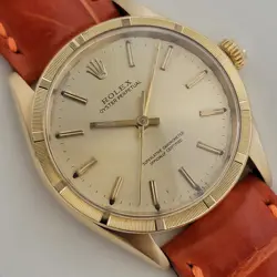 MENS ROLEX OYSTER PERPETUAL REF 1007 18K SOLID GOLD 1960S 34MM AUTOMATIC RA438