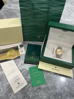 ROLEX DATEJUST 41 126333 CHAMPAGNE TAPESTRY DIAL TWO TONE JUBILEE BOX  & PAPERS