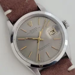 MENS ROLEX OYSTER PERPETUAL DATE 1500 1970S AUTOMATIC W ROLEX POUCH RA190B