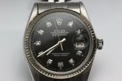 Rolex Datejust Vintage. Stainless Steel. Black Face With Diamonds. 16014