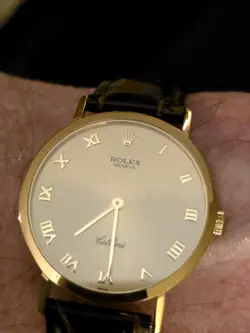 ROLEX CELLINI MEN'S WATCH 18K GOLD ROUND GOLD FACEE