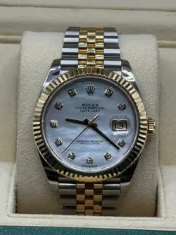 ROLEX DATEJUST 41 MOTHER OF PEARL DIAMOND DIAL JUBILEE MENS WATCH 126333