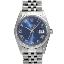 ROLEX DATEJUST 16234 BLUE DIAL 36MM AUTOMATIC STAINLESS STEEL MEN'S WATCH