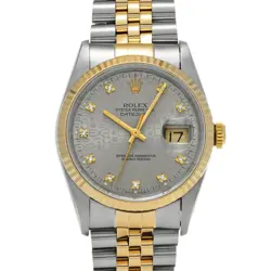 ROLEX DATEJUST 16233G GRAY COMPUTER/DIAMOND DIAL 36MM AUTOMATIC MEN'S WATCH