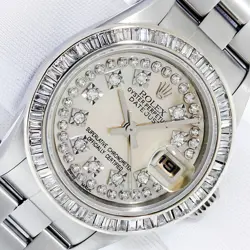 LADIES ROLEX QS DATE DIAMOND 18K WHITE GOLD & STEEL, YELLOW DIAMOND DIAL WATCH
