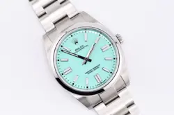ROLEX OYSTER PERPETUAL 41MM REF. 124300 CUSTOM TIFFANY BLUE DIAL BOX AND PAPER