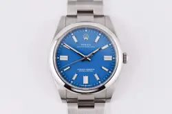 ROLEX OYSTER PERPETUAL 41MM REF. 124300 CUSTOM BLUE DIAL BOX AND PAPER