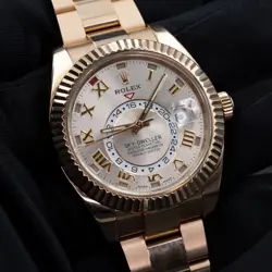 ROLEX SKY-DWELLER 326935 ROSE GOLD WHITE DIAL ROMAN | BOX & PAPERS