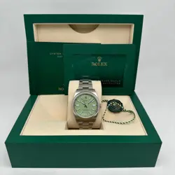ROLEX OYSTER PERPETUAL 124300 41MM STEEL CUSTOM PISTACHIO DIAL WATCH B&P 2025