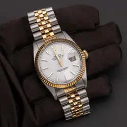 ROLEX DATEJUST 36MM 16013 FLUTED BEZEL TWO-TONE JUBILEE WATCH, BOX & PAPER