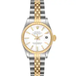 ROLEX DATEJUST STEEL YELLOW GOLD WHITE DIAL LADIES WATCH 69173